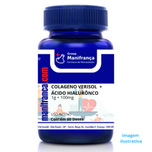 COLÁGENO VERISOL® 1G + ÁCIDO HIALURÔNICO 100MG 60 DOSES (120 CÁPSULAS)