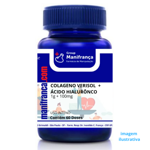 COLÁGENO VERISOL® 1G + ÁCIDO HIALURÔNICO 100MG 60 DOSES (120 CÁPSULAS)